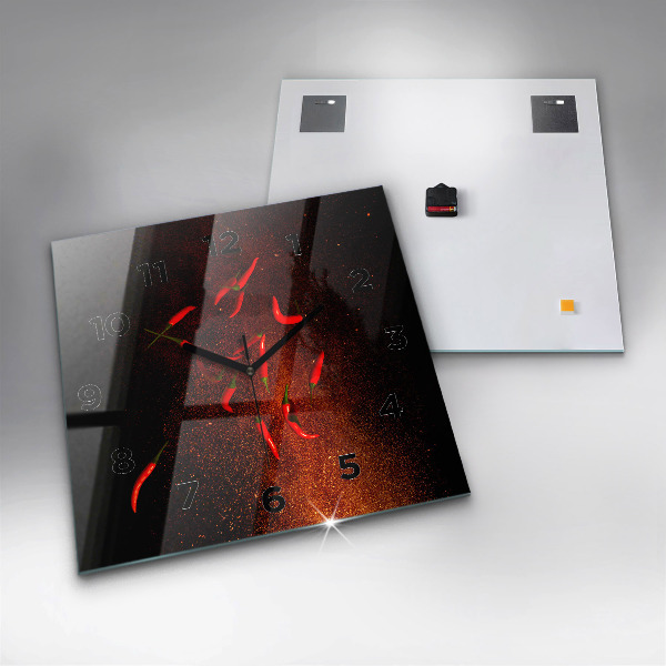 Wanduhr quadratisch mit motiv Chili-Schoten