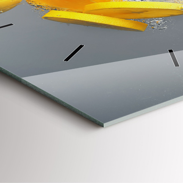 Wanduhr quadratisch Zitrusfrüchte im Wasser