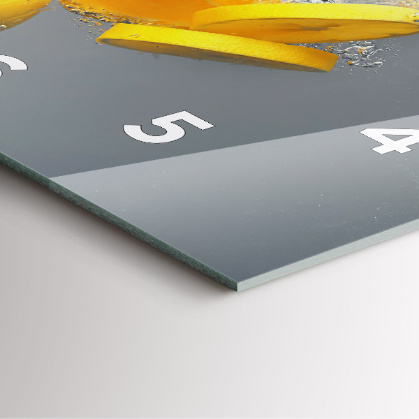 Wanduhr quadratisch Zitrusfrüchte im Wasser