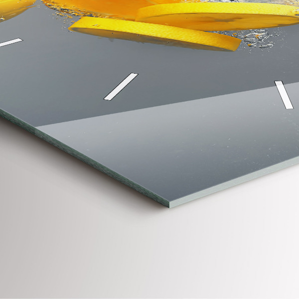 Wanduhr quadratisch Zitrusfrüchte im Wasser