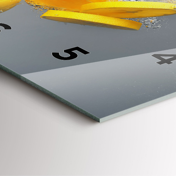 Wanduhr quadratisch Zitrusfrüchte im Wasser