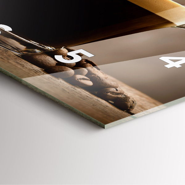 Wanduhr modern quadratisch Becher mit Kaffee