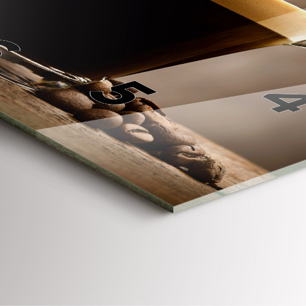 Wanduhr modern quadratisch Becher mit Kaffee