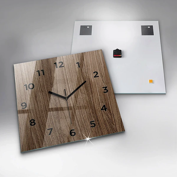 Wanduhr quadratisch mit motiv Dunkles Holz