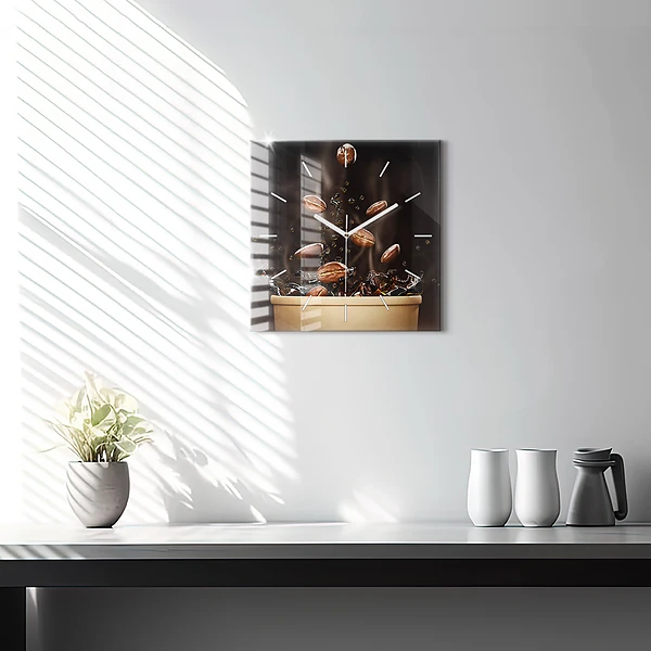 Wanduhr modern quadratisch Heißer Kaffee