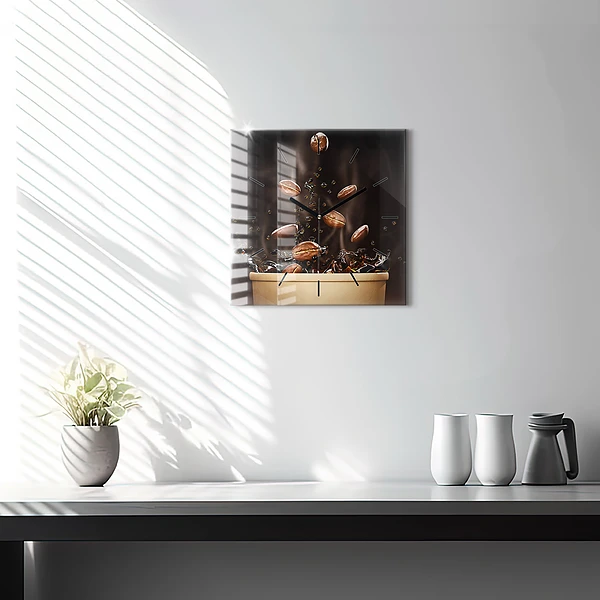 Wanduhr modern quadratisch Heißer Kaffee