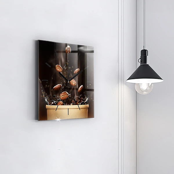 Wanduhr modern quadratisch Heißer Kaffee