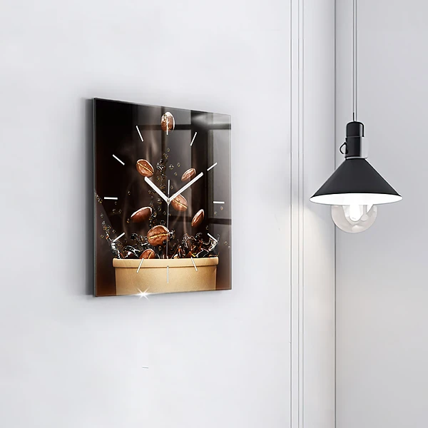 Wanduhr modern quadratisch Heißer Kaffee