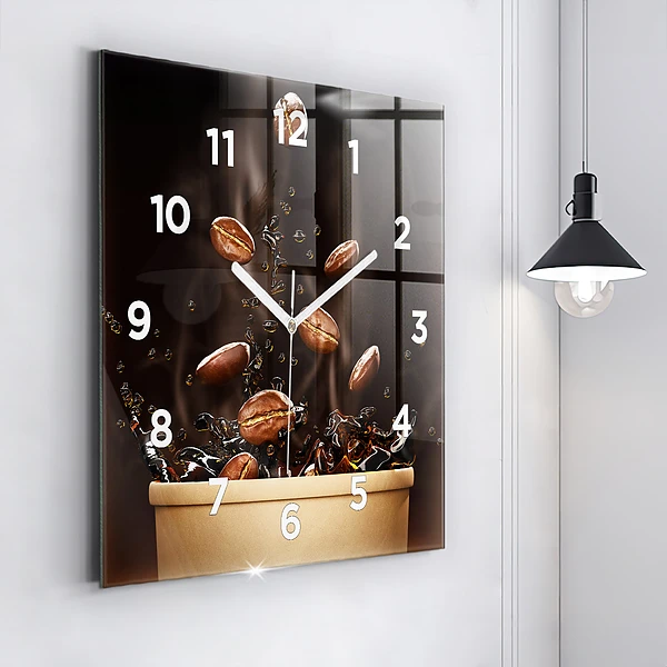 Wanduhr modern quadratisch Heißer Kaffee