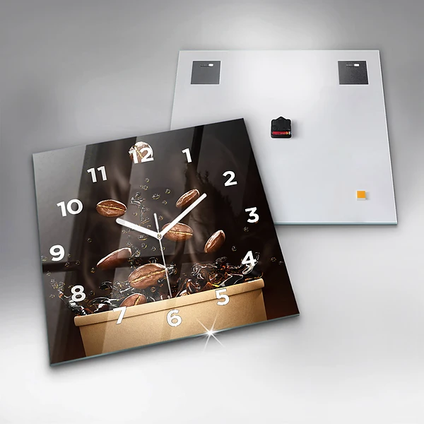 Wanduhr modern quadratisch Heißer Kaffee