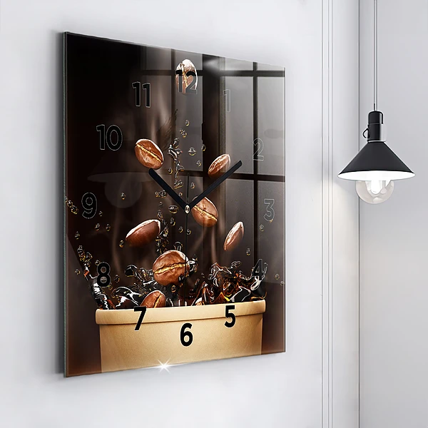 Wanduhr modern quadratisch Heißer Kaffee