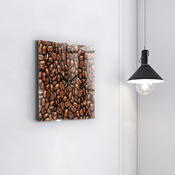 Wanduhr quadratisch Kaffeebohnen