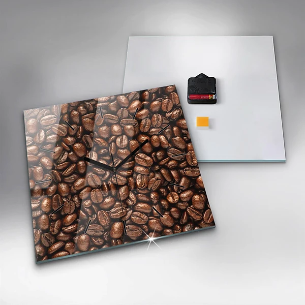 Wanduhr quadratisch Kaffeebohnen