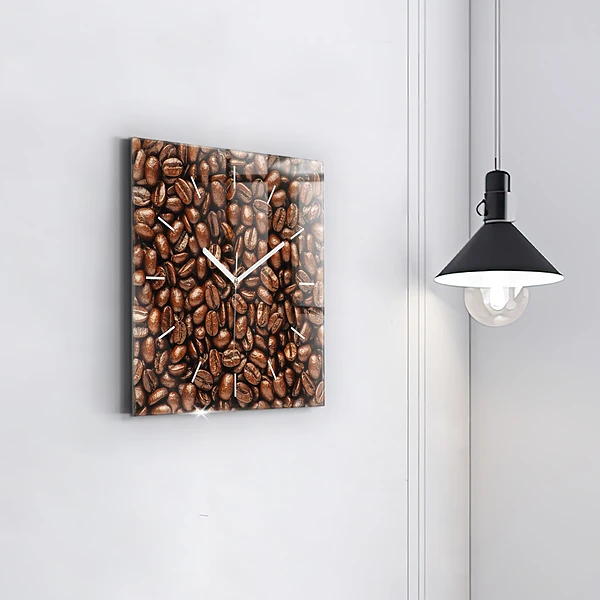 Wanduhr quadratisch Kaffeebohnen