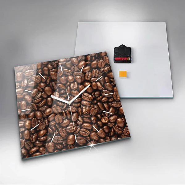 Wanduhr quadratisch Kaffeebohnen