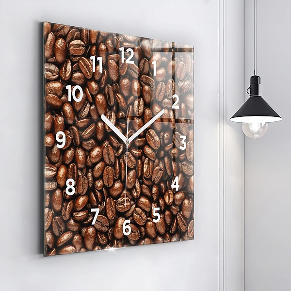 Wanduhr quadratisch Kaffeebohnen