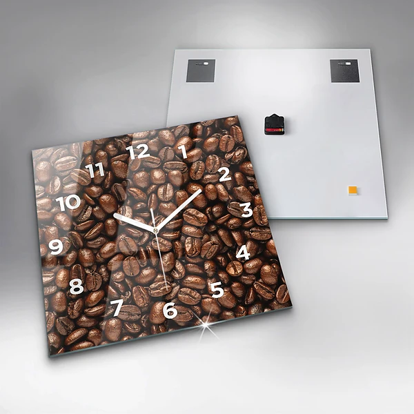 Wanduhr quadratisch Kaffeebohnen