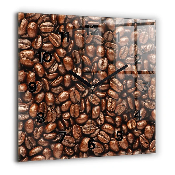 Wanduhr quadratisch Kaffeebohnen