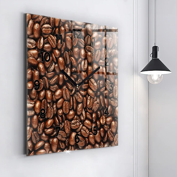 Wanduhr quadratisch Kaffeebohnen