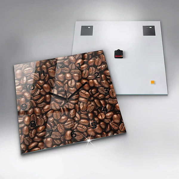 Wanduhr quadratisch Kaffeebohnen