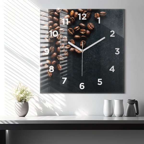 Wanduhr quadratisch mit motiv Kaffeebohnen
