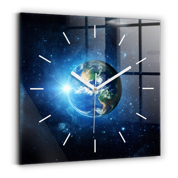 Wanduhr quadratisch Erde und die Galaxie - NASA