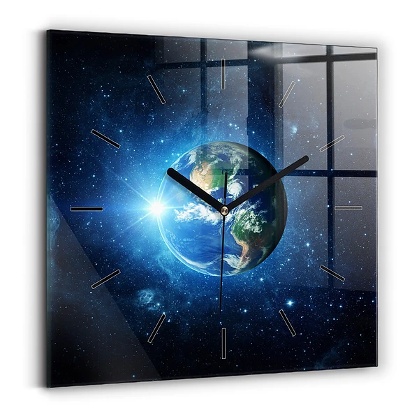 Wanduhr quadratisch Erde und die Galaxie - NASA
