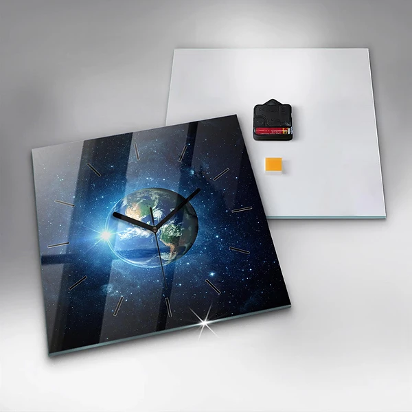 Wanduhr quadratisch Erde und die Galaxie - NASA