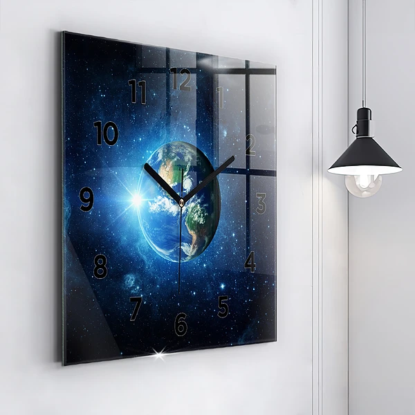 Wanduhr quadratisch Erde und die Galaxie - NASA