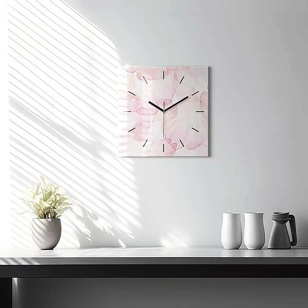 Wanduhr quadratisch mit motiv Aquarellierte Blütenblätter