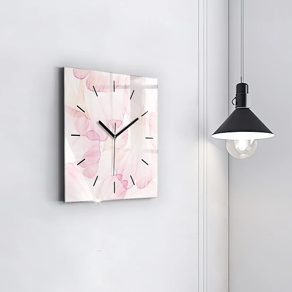 Wanduhr quadratisch mit motiv Aquarellierte Blütenblätter