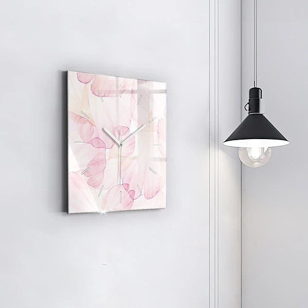 Wanduhr quadratisch mit motiv Aquarellierte Blütenblätter
