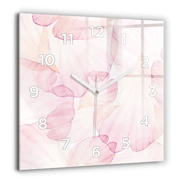 Wanduhr quadratisch mit motiv Aquarellierte Blütenblätter