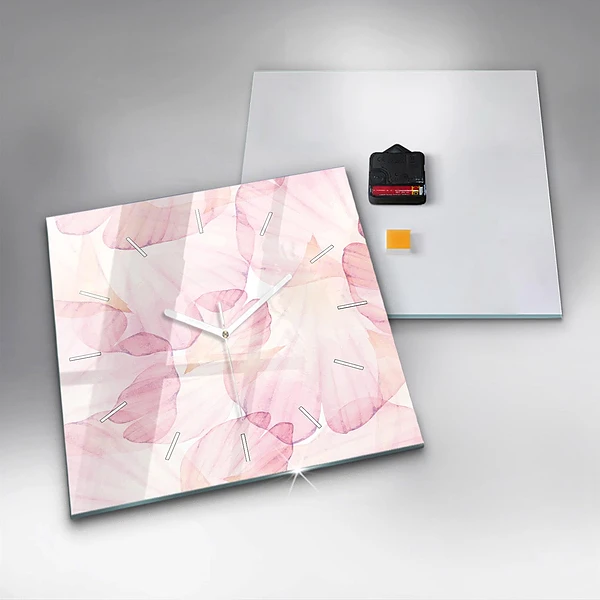 Wanduhr quadratisch mit motiv Aquarellierte Blütenblätter