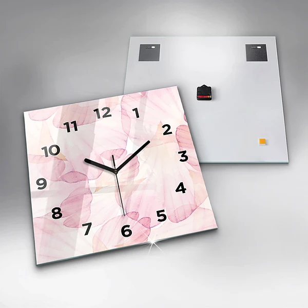 Wanduhr quadratisch mit motiv Aquarellierte Blütenblätter