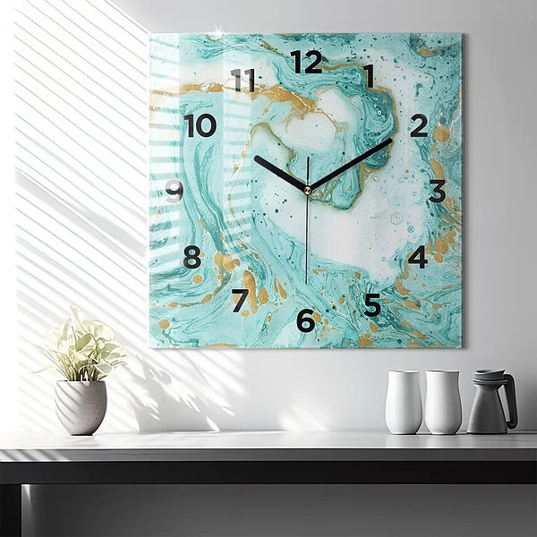 Wanduhr quadratisch Marmor Textur