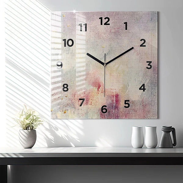 Wanduhr modern quadratisch Gemalte Abstraktion