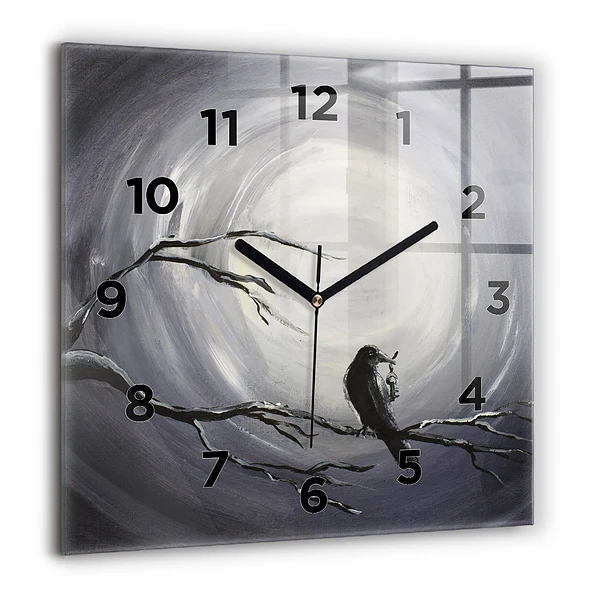 Wanduhr quadratisch mit motiv Rabe im Mondlicht