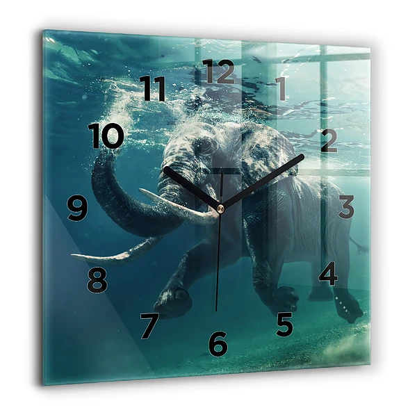 Wanduhr quadratisch mit motiv Schwimmender Elefant im Ozean