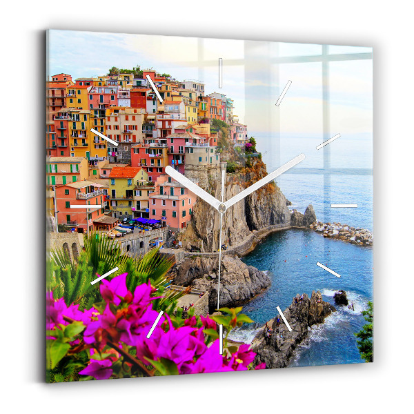 Wanduhr quadratisch mit motiv Cinque Terre Küste