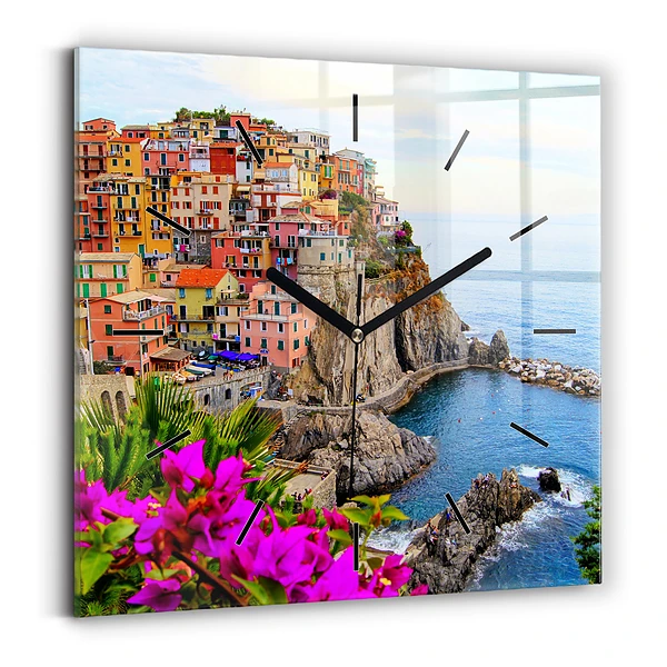 Wanduhr quadratisch mit motiv Cinque Terre Küste