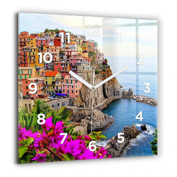 Wanduhr quadratisch mit motiv Cinque Terre Küste