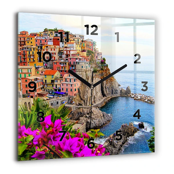 Wanduhr quadratisch mit motiv Cinque Terre Küste