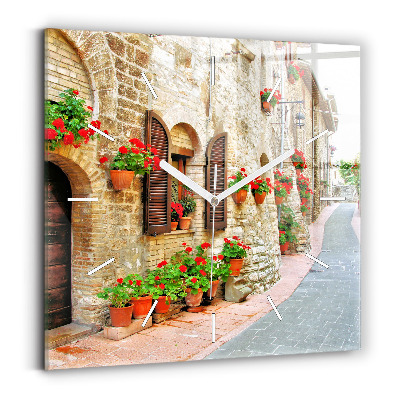 Wanduhr quadratisch mit motiv Malerische Straße