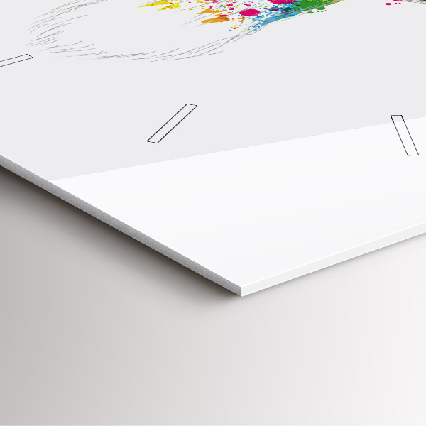 Wanduhr quadratisch Kopf eines farbigen Hirsches