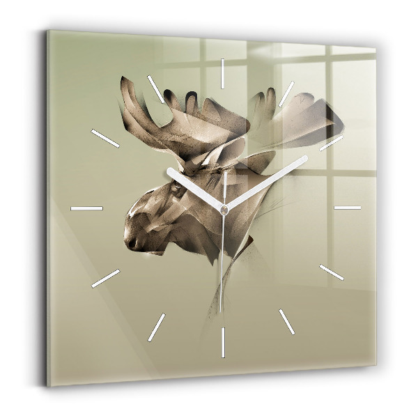 Wanduhr quadratisch mit motiv Grafik Elch