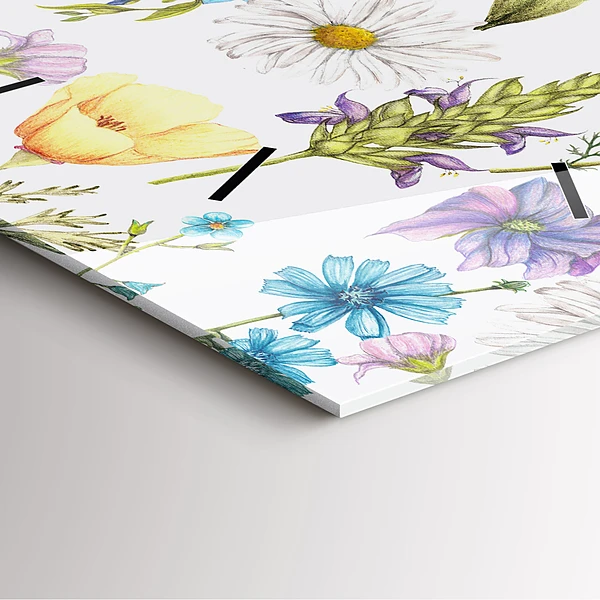 Wanduhr quadratisch mit motiv Komposition von Blumen