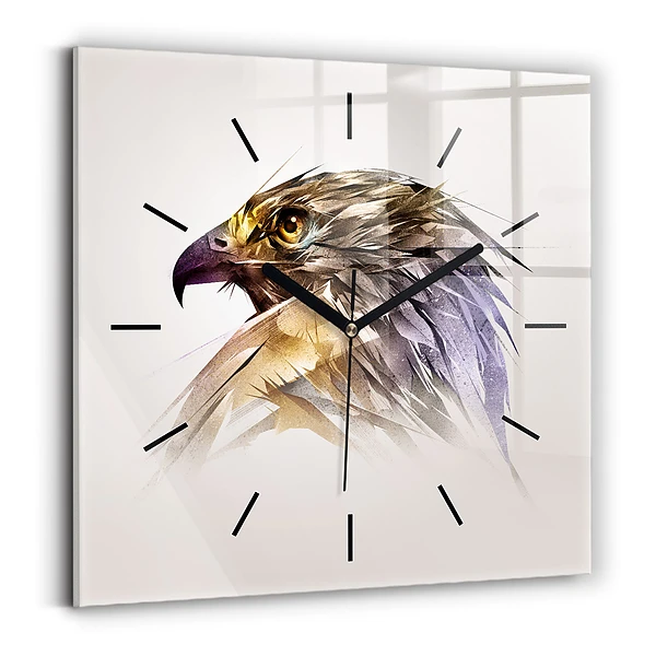 Wanduhr modern quadratisch Raubvogel