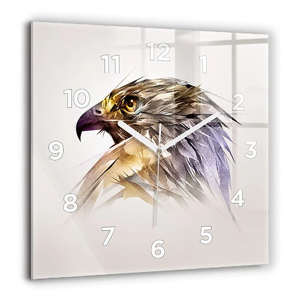 Wanduhr modern quadratisch Raubvogel