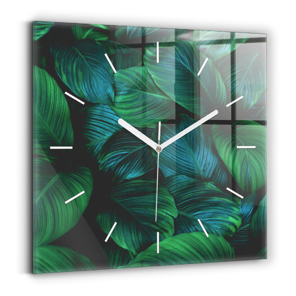 Wanduhr modern quadratisch Blätter der Natur